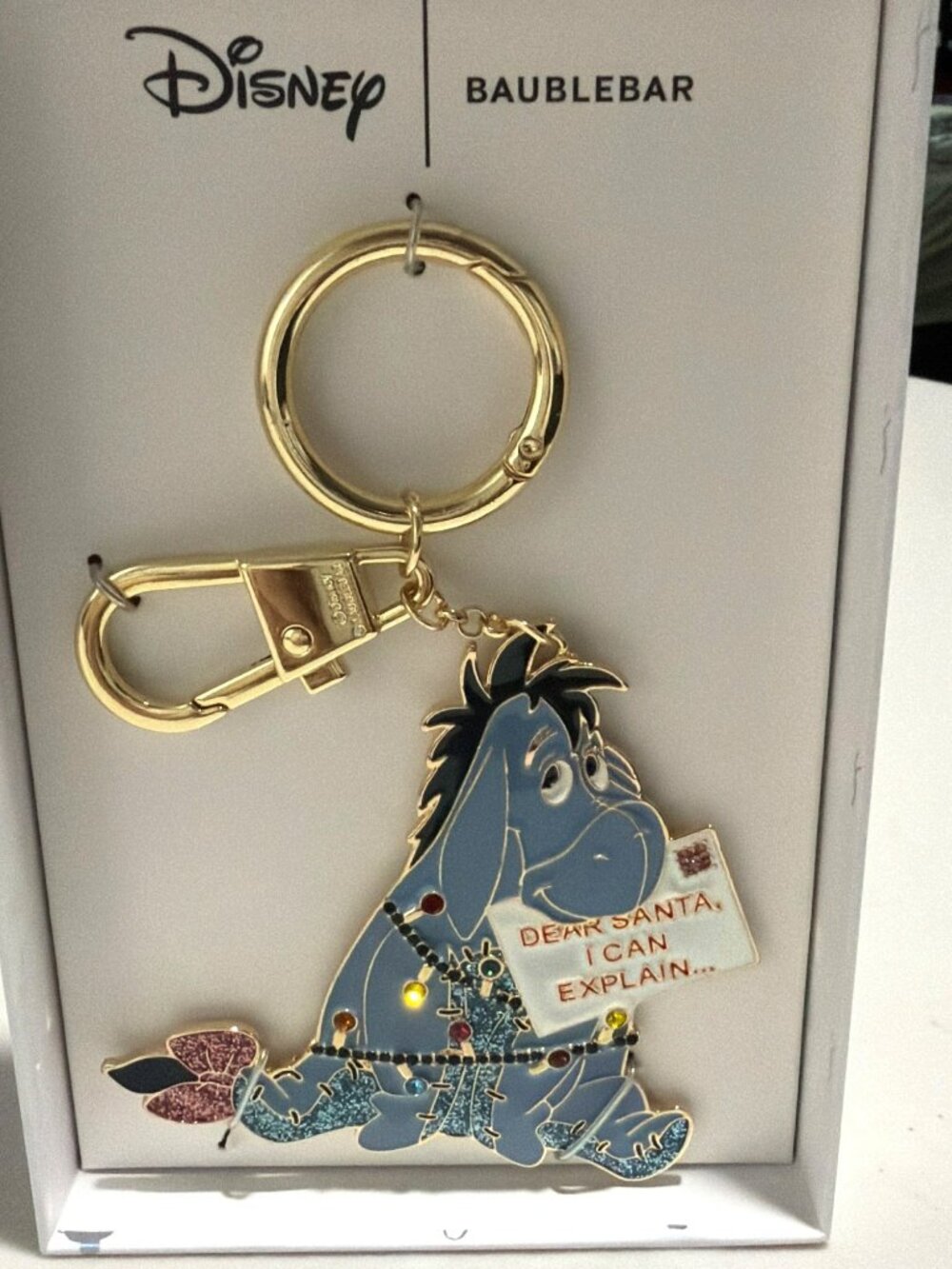 Disney BaubleBar Eeyore Holiday Keychain With Box